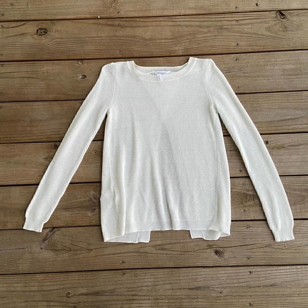 BCBGeneration White Sweater with Crisscross Open Back XS